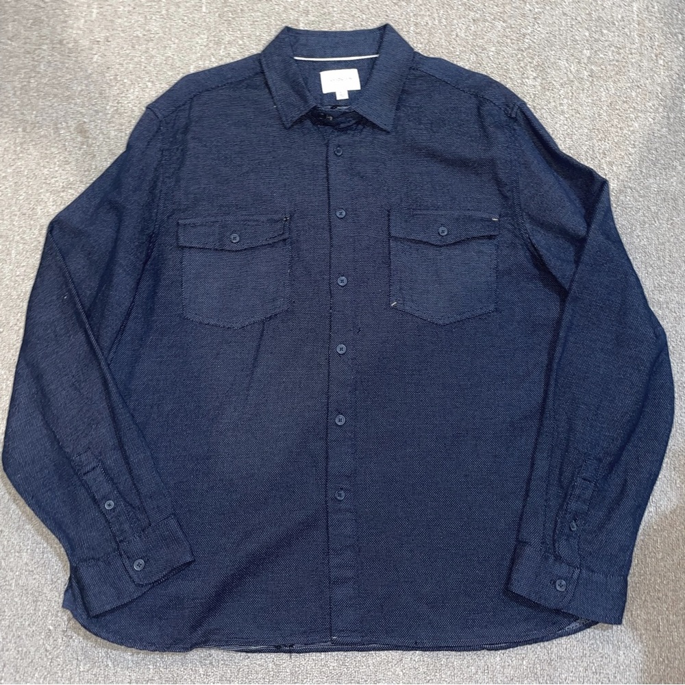 Goodfellow Button Down Mens XL Navy Blue Long Sleeve